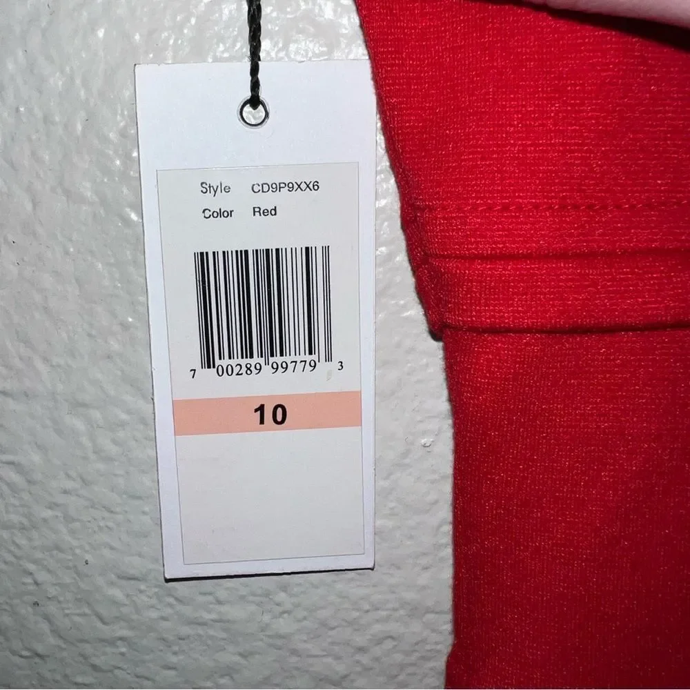 Calvin Klein red sleeveless sheath tiered zip back soft stretchy dress - Picture 8 of 11